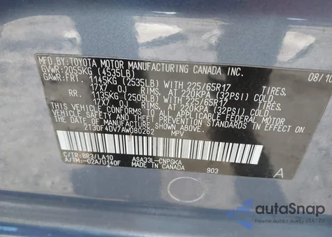 2010 Toyota Rav4 Limited from USA, damaged, VIN 2T3DF4DV7AW080262